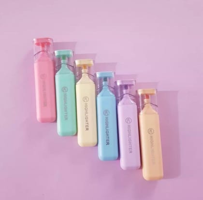 Fluorescent Highlighter Pens 6 pcs Set Pastel Macaron Colored For Drawing, Marking, Note-Taking