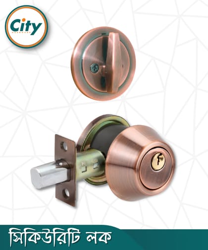 সিকিউরিটি লক ওয়ান সাইড কী ওয়ান সাইড নব সিস্টেম ডেডবোল্ট ডোর লক অ্যান্টিক কালার দরজার লক