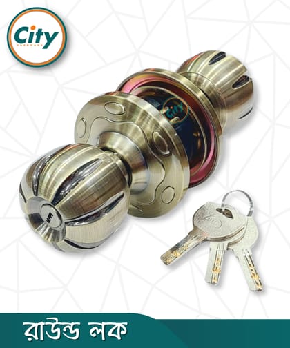 প্রিমিয়াম মানের রাউন্ড লক উচ্চ সুরক্ষা অ্যান্টিক ব্রাস পালিশ করা রাউন্ড লক কাঠের দরজার লক