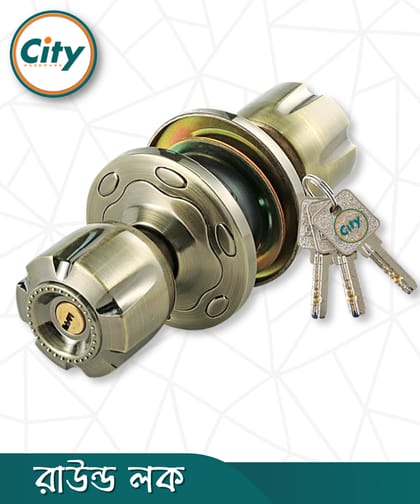 প্রিমিয়াম মানের রাউন্ড লক উচ্চ সুরক্ষার রাউন্ড লক ডোর লক অ্যান্টিক ব্রাশ রঙের দরজার লক