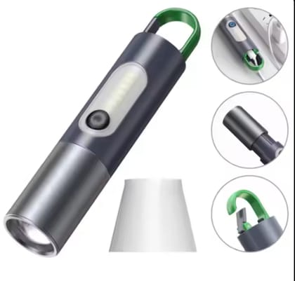 Rechargeable LED Flashlight with Lamp Cover | USB Charging Torch | Portable Emergency Light Torch with Lamp Cover | Digital Thunder X Portable & Compact Light