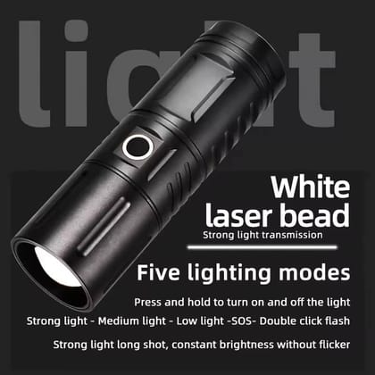 High Lumen LED Flashlight | 6000mAh | Zoom Torch | Power Bank | 3 Modes + SOS | Type-C Rechargeable