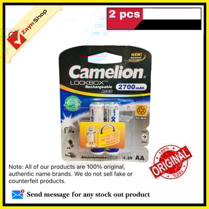 Camelion Rechargeable AA Battery Ni-MH 2700 mAh Ni-MH 1.2v Pack of 2pcs