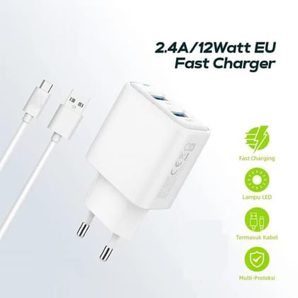 Sannai SA-40 12W Dual Port Fast Charger – MicroUSB & Type-C