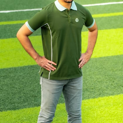 Premium Quality Piping Cut & Sew Design Pique Polo - Forest grn