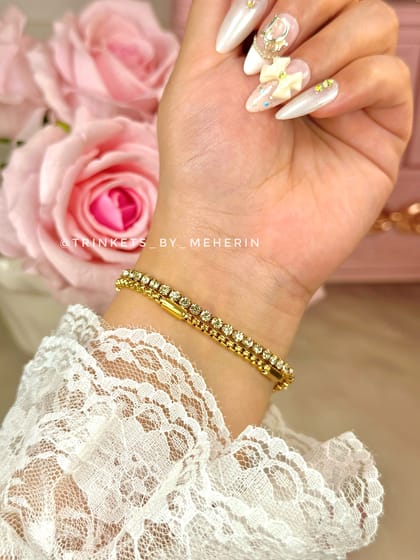 White diamond double chain bracelet