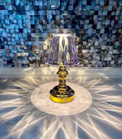 Diamond Dream Battery LED Table Lamp Modern Table Art Fancy Lighting Night Light Night Lamp (8 cm, Gold)