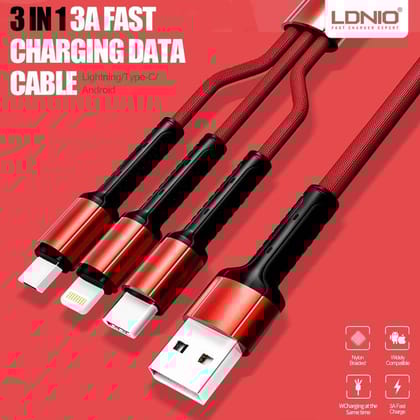 LDNIO LC93 3-In-1 3.4A Fast Charging Data Cable