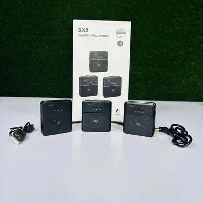 Sx9 dual wireless microphone-black for type C and 3.5 interfaces - Premium Quality
