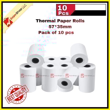 Thermal Paper Rolls 57*35mm 10 pcs for 58mm POS Printer, Receipt Printer, Mini Thermal Printer White