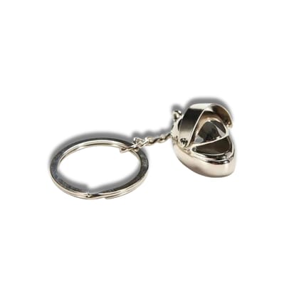 Silver Motorcycle Helmet Model Key Ring