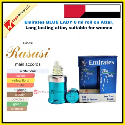 Emirates BLUE LADY 6 ml roll on Attar, long lasting attar, suitable for women