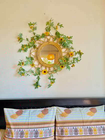 Rattan Mirror(RM03) + Sunflower vine // বেতের আয়না