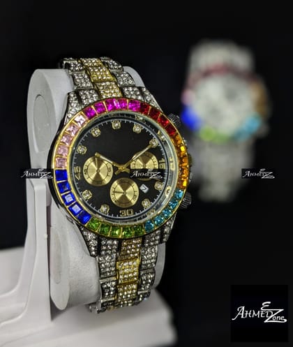 Colorful Crystal Iced Hip Hop Watch
