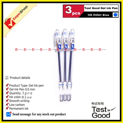 Test Good Gel Pen Blue ink 0.5mm 3 pcs