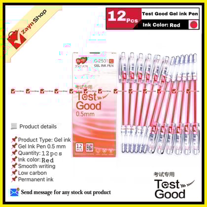 Test Good Gel Pen Red ink 0.5mm 12pcs
