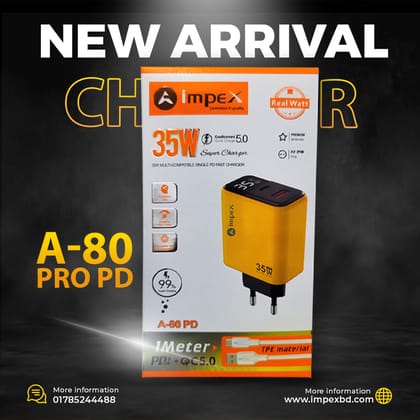 Impex 35W Super Fast Charger (A-80 Pro PD)