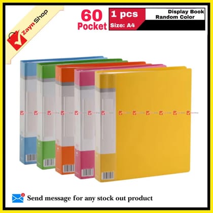 Display Book 60 Pocket Thin Plastic File Folder Display Presentation Book, A4 Size Random Color 1pcs - Innovative Design - Organize with Style