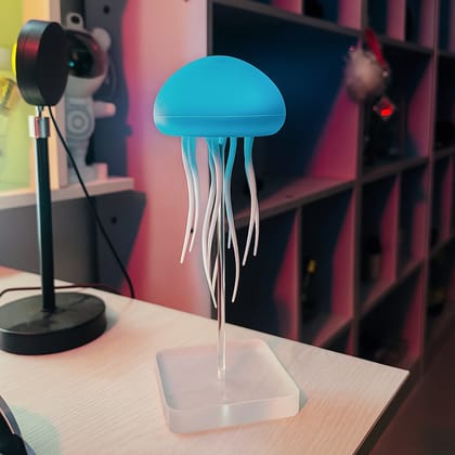 ET RGB Gradient Cute Jellyfish Bedside Lamp Voice Control Light Rechargeable – Type-C Table Lamp Bedside Lamp with Touch Sensor Lamp for Bedrooms, Living Room