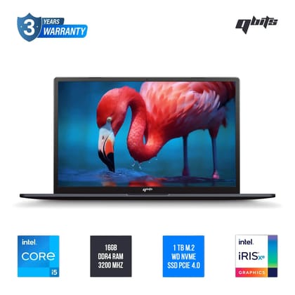 Qbits Sigma X2 Laptop Intel® Core™ i5-1240P (4.40 GHz 12 MB Cache) with 16 GB RAM and 1TB M.2 Western Digital NVMe SSD