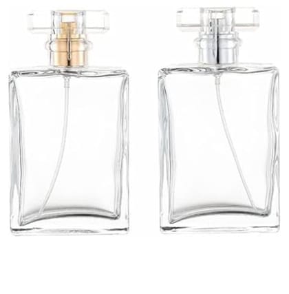 Empty Perfume Atomizer Refillable Spray 100ml Bottle 1pcs - Transparent Glass Square Shape - Very Comfortable and Fashionable