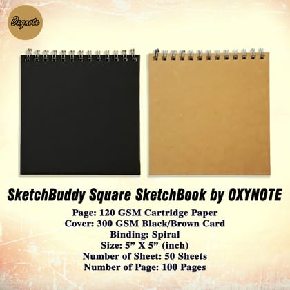 OXYNOTE Square Sketchbook - 5x5 inch - 100 Pages
