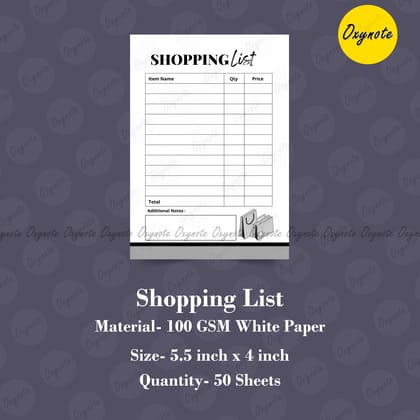 Shopping List by OXYNOTE - 5.5 x 4 inch - 50 Sheets