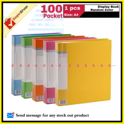 Display Book Plastic File Folder Display Presentation Book 100 Pocket A4 Size Random color- 1pcs