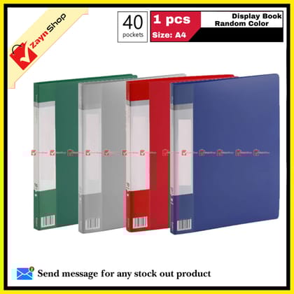 Display Book 40 Pocket Thin Plastic File Folder Display Presentation Book, A4 Size Random Color 1pcs - Innovative Design - Organize with Style