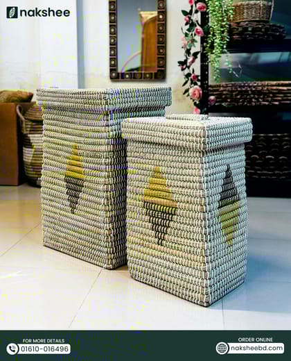 স্কয়ার লন্ড্রি বাস্কেট 2 pcs Combo