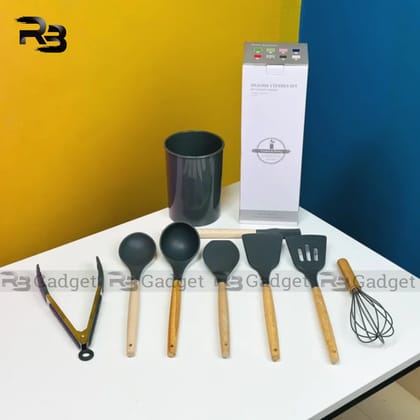 Premium 8Pcs Non-Stick Silicone Cooking Utensil Set with Holder