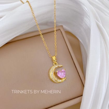 Pink love half moon neckpiece