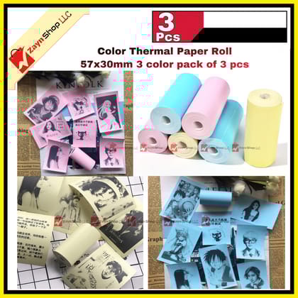 Thermal Paper color thermal paper Roll 57x30mm 3 color pack of 3 pcs