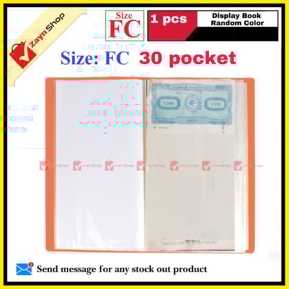 Display Book FC Legal Size 30 or 40 pocket Plastic File Folder Display Presentation Book Random color- 1pcs