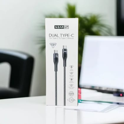 GearUP CC6015 Type-C to C 60W PD Fast Charging & Data Cable – 1.5m