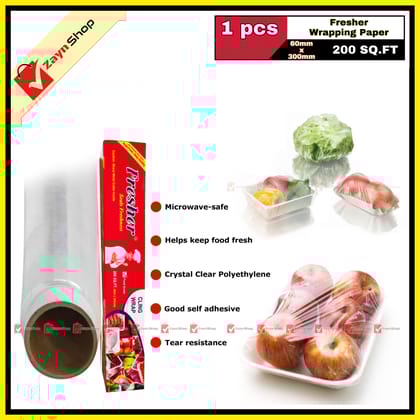 Fresher Plastic Stretch Wrapping ploy paper (200 SQ.FT) for keeping Food fresh Food grade-1 Roll