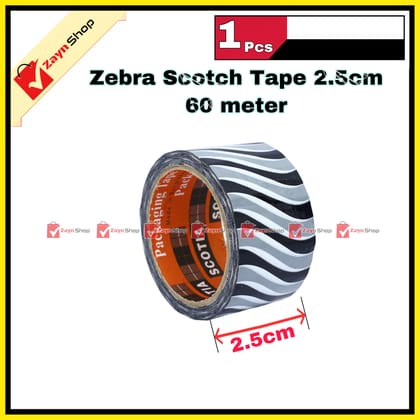 Zebra Scotch Tape Black & White wide 2.5cm 60 meter 1pcs