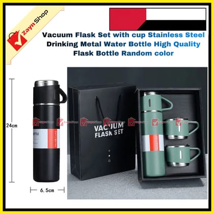 Vacuum Flask Set with cup Stainless Steel Drinking Metal Water Bottle High Quality Flask Bottle Random color