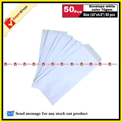 Envelope white color 70gsm Size (10"x4.5") 50 pcs