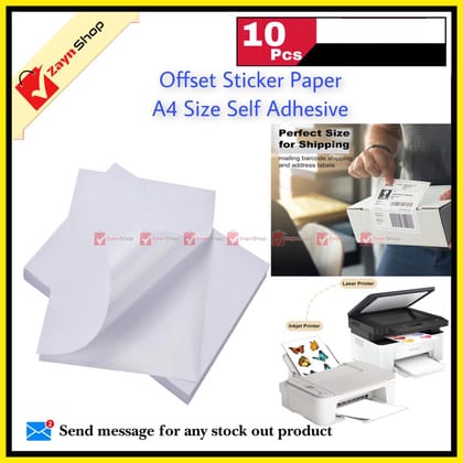 Offset Sticker Paper A4 Size Self Adhesive Label white color 10 pcs