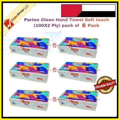 Partex Cleen Hand Towel Tissue Soft touch (100X2 Ply) pack of 6 Packet