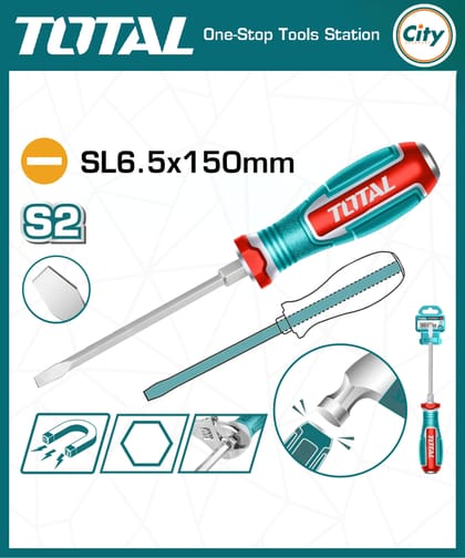 6 Inch Magnetic Slotted Impact Screwdriver TOTAL TGTSL6150