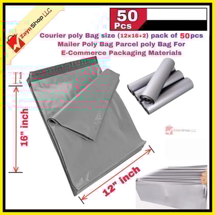 Courier poly Bag size (12x16+2) pack of 50 pcs Mailer Poly Bag Parcel poly Bag For E-Commerce Packaging Materials