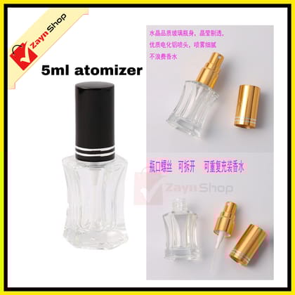 Empty Bottle 5ml Refillable Spray Atomizer Round Shape Transparent Glass Random Color 1pcs