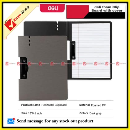 Deli Foam Clip Board with Cover Horizontal Dark Grey 64512 (1 pcs )
