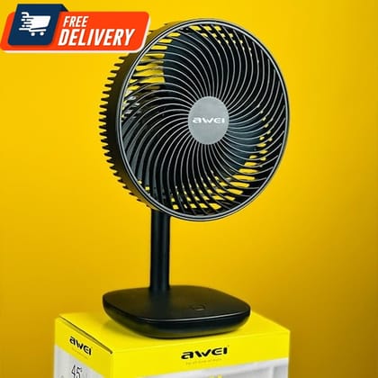 Awei F23 Portable USB Rechargeable Desk Fan (4000mAh)- Black Color