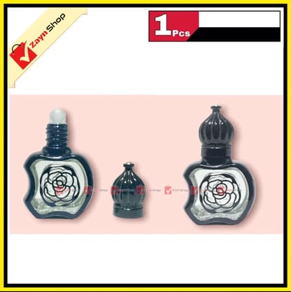 Empty Roll on attar Bottle Glass apple shape 10ml Refillable  Black Color 1pcs