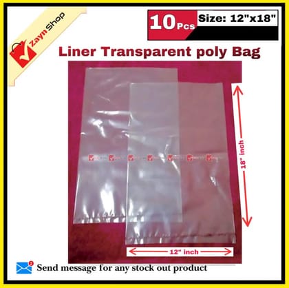 Liner Transparent poly Bag Size 12x18 Trash Bag 10 pcs