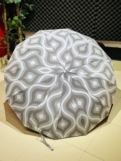 Premium 12-Ribs Automatic Umbrella With Flash Light – White