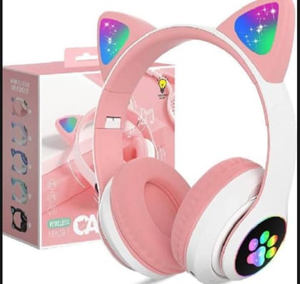 P47 Wireless Headphone Cat Ear With Mic BT 5.0 Earphone Stereo Bass Helmets for Girl